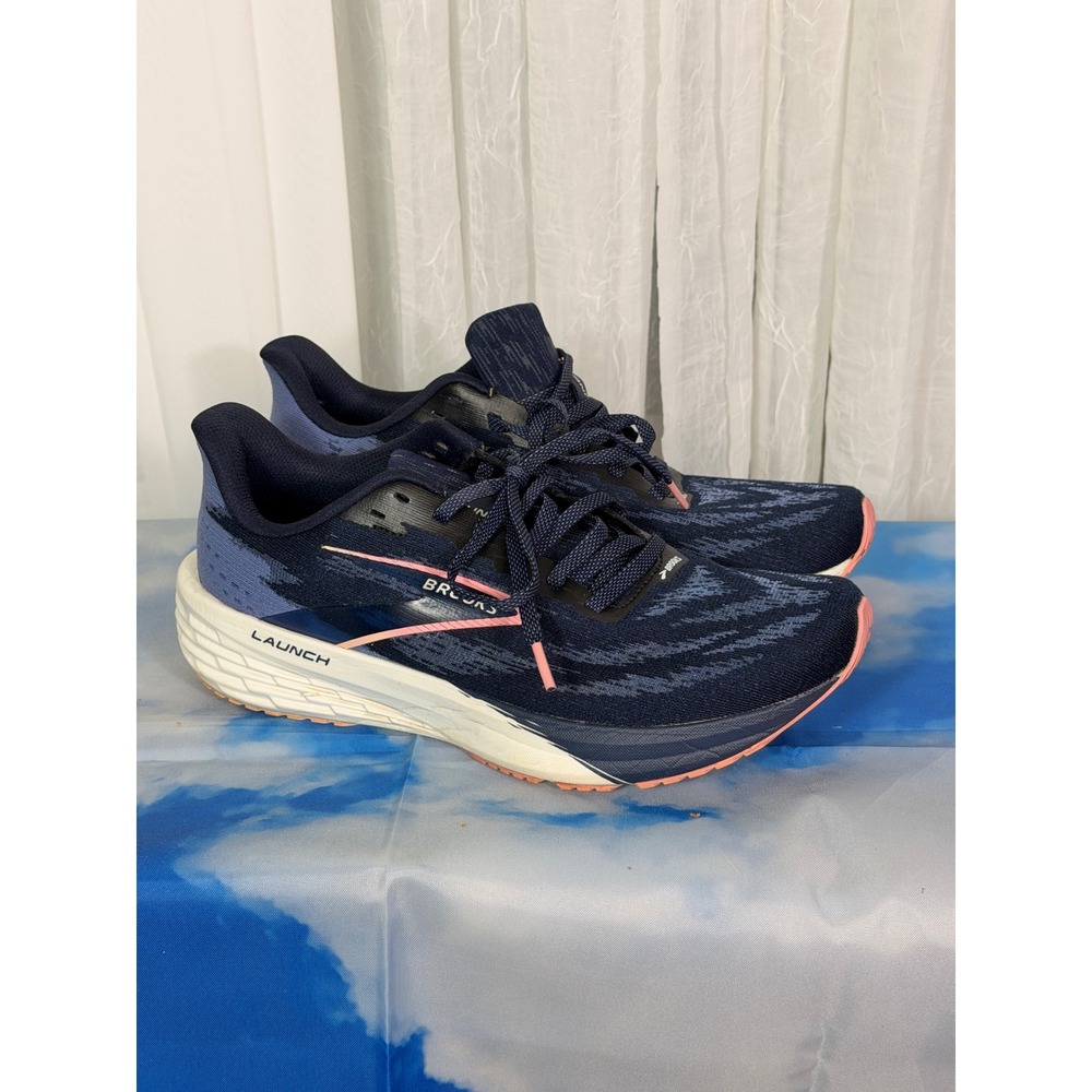 Brooks Launch 9 Womens Running Shoes Navy Blue Pink 1204391B483 Size 9